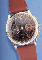 CHRONOGRAPHE SUISSE Herrenarmbanduhr Modell Antimagnetique, Ref.-Nr. 1158, Schweiz um 1949, GG 750/000, Boden u. Glasr. gedr., Me- tallcuvette ...