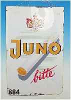 3 Emailschilder, 50er J., Juno Zigaret- ten, beidseitig bunt staffiert, am Rand Ab- splitterungen, Altersschäden, ca. 95 x 61 cm 2 x Toto, ...