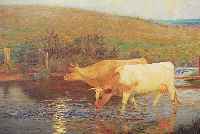Gore, Wiliam Henry, * 1871, Britscher Land- schaftsmaler, "In the Gloaming"; ÖL/Lwd. sign.70 x 90 cm, R.