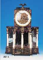 Portaluhr mit Viertelstundenschlag u. Automat,Wien um 1830/40, Holzgehäuse, sogen. Haus- herrenuhr, Stil Empire, aufwendig mit Messing-appliken ...