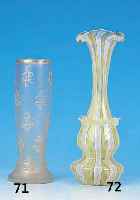Vase, Murano, wohl 70er Jahre, farbloses Glas, gelbe und weiße Spiralen, H. 20 cm