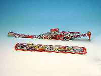 Technofix-Bahn, 70er Jahre, Blech bedruckt, mit Wagen, intakt, L. ca. 87cm