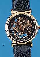 DUGENA Herrenarmbanduhr Modell Skelett, Ref.-Nr. 2,425,0,0,05, Schweiz um 1990, Metall hartverg., beids. Mineralflachvergl., Suisse Ebauches ...