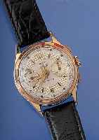 BWC Armbanduhr Chronograph Antimagnetique, Ref.-Nr. 905300, Schweiz um 1956, Metall rot- verg., Edelst.-Boden u. Glasrand gedr., guill.u. vers. ...