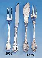 18-teil. Fischbesteck, 835er Silber, Niederlande 1898, Meistermarke Van Kempen, best. aus: 9 Fischmesser u. 9 Fischgabel, tot.ca. 1140 g, ...