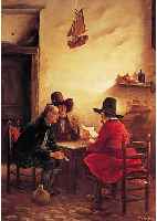 Fey, Carl, 1867 Düsseldorf, erw. bis 1930, Die wichtige Nachricht, Öl/Lwd, re. u. sign. und bez. Düsseldorf, restaurierter Winkel- riß ...
