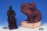Strehle, Prof., München Bronzeskulptur, Gockel, auf Steinsockel, signiert, 31 x16 cm