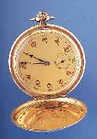 Herrentaschenuhr Savonette, Ref.-Nr. 67090, Schweiz um 1912, GG 585/000, beide Schale sym.schmuckgeprägt, Stern- u. Blütendekor, verg. Blatt, ...
