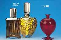 ZWEI FACTISENFLAKONS, ESCADA, POUR HOMME ET FEMME, KUNSTSTOFF UND GLAS, H. CA. 30 BZW. 36,5 CM