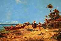 Bistagne, Paul, * 1850 Marseille - 1886, in-ternational gesch„tzter franz”sischer Marine- maler, Kstenlandschaft an der Cote d' Azur ...