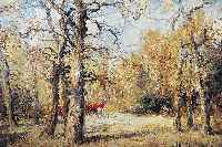 PIPPEL, OTTO, EDUARD 1879 LODZ - 1960, PLANEGG/MüNCHEN, JAGDGESELLSCHAFT IM WALD, ÖL/LWD., SIGNIERT, HELL DURCHFLUTETE WALD- ...