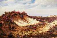 Vadder, Franz de, *1862 - 1935, niederl„n- discher Landschaftsmaler, Dnenlandschaft mit Heidekraut, um 1900, ™l/Lwd. sign., 60 x 90cm,R.