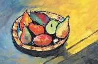Kopp, Horst Alexander, geb. 1929, Stilleben mit Früchten, Öl/Papier, re. u. sign. Alexan- der, ca. 40 x 53 cm, PP, u.Gl., R.