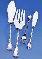 28-TEILIGES FISCHBESTECK, 925ER SILBER, BEST. AUS: 12 FISCHGABELN, 12 FISCHMESSER, 4 FISCHVORLEGETEILE, ACHTECK-MUSTER, SEHR GUTER ZUSTAND, ...