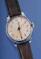LONGINES Herrenarmbanduhr, Ref.-Nr. 1624/ 22813, Schweiz um 1943, Edelst., Boden u. Glasrand gedr., Lederband neu, Rundankerwerk, 17 St., Kal. ...