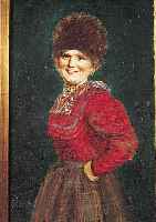 Schlabitz, Adolf, Groß-Wartenburg 1854-1943, lachende Tirolerin aus dem Ötztal, Öl/Lwd, li. u. sign., ca. 23,5 x 15,5 cm, R.