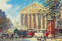 Gerrier, G., frz. Maler, 50er Jahre, Paris, Rue Royale an der Madeleine, Öl/Lwd, li. u. sign., ca. 19,5 x 24 cm, R.