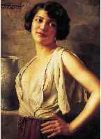 HASSENTEUFEL, HANS, 1887 HAMBURG-1943 MüNCHEN, HALBPORTRäT EINE FRAU MIT KRUG, ÖL/LWD, LI.O. SIGN. UND BEZ. MüNCHEN, CA. 80 X 60 CM, R.