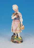 Porzellanfigur, Höchst, um 1765-72, Mädchen mit Vogel und Eierkorb, bunt bemalt, teilrest., H. ca. 14 cm