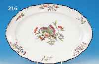 OVALE PLATTE, MEISSEN, UM 1860-70, 1. WAHL, PORZELLAN, BUNT BEMALT IM KAKIEMONDEKOR, CA. 40.5 X 28.5CM, SCHWARZER RAND, LEICHT BERIEBEN