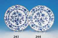 Teller, Meissen, um 1850-60, 1. Wahl, Porzellan, blaues Zwiebelmuster, D. ca. 24 cm