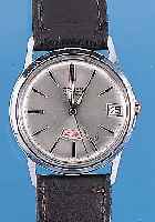 GRUEN Herrenarmbanduhr Modell Precision, Schweiz/Frankreich um 1958, Metall verchr., Edelst.-Boden geschr., bei Fertigst. wasser- gesch., ...