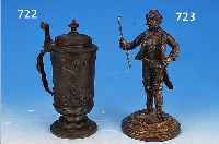 HENKELBECHER, DEUTSCH, UM 1895-1900, ZINN, REICH RELIEFIERT MIT ANSICHT VON HEIDELBERG, KORR., H. CA. 17 CM