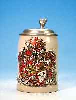Bierkrug, deutsch, dat. 1930-31, Studentika, Steingut, bunte Wappenmalerei, Austria sei's Panier, Widmung, Zinndeckel, H. ca. 14 cm