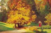 Unbekannter Monogrammist, spazierendes Paar in Parklandschaft, Öl/Holz, li. u. unleserlichmonogr., ca. 26,5 x 41,5 cm