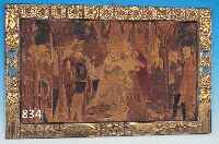 Tapisserie, Jugendstil, um 1900, belgisch beschriftet, typ. Jugendstilrahmen mit Messingapplikationen, bemalter Leinen- grund, ...