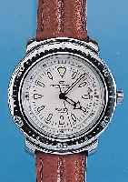 CARDI-VOSTOK Herrenarmbanduhr Modell Chronos- kop, Ref.-Nr. 455309, Rußland um 1996, Metall verchr., Edelst.-Schr.-Boden, bei Fer- tigst. ...