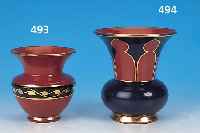 Vase, Cadinen, 20er Jahre, blau golden staffiert, H. 12 cm