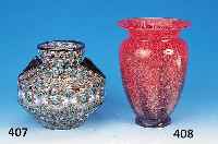 Vase, Ikora, WMF, 40er Jahre, farbloses Glas, rote und braune Einpuderungen,H. 25 cm
