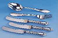 12 LöFFEL, 12 GABELN UND 12 MESSER, BRUCKMANN, UM 1900, 800ER SILBER, REINER JUGENDSTIL, DEKOR VON LöFFEL UND GABEL IDENTISCH, MESSER MIT ...