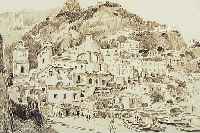 Graf, Karl,  Sepiazeichnung, Positano, dat. 24.07.61 signiert, neu gerahmt, unter Glas, PP.