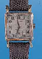 HAMILTON Herrenarmbanduhr, Ref.-Nr. S703728,USA um 1952, GG-filled-Geh., Carree-Arronde- Form, gespr. Bandanst., Boden gedr., Konkav- gl., vers. ...