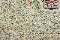Karte, Mercator, um 1680, Kupferstich, Darstellung des Salzburger Landes, altkolor. mit Wappen, 38 x 50 cm, unter Glas, Rahmen