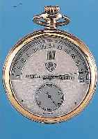 MODERNISTA-Patent Herrentaschenuhr, Ref.-Nr.19744, Metall roseverg., vers. Blatt, Std.- Anzeige digital rast., sektorförm. Minutenan- zeige, Sek. ...