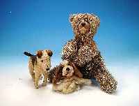 KONVOLUT AUS DREI TEILEN STEIFF, 50/60ER J., 1 TEDDYBäR ALS HANDPUPPE, H. CA. 34 CM; 1 X HUND, H. CA. 24 CM; 1 TERRIER, US-ZONE, L. CA. 28 CM; ...