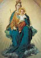 Unbekannter Künstler, wohl Schüler von Pflug, Mitte 19. Jh., Madonna mit Kind, Öl/lwd., leichte Altersschäden, Jugendstilrahmen, 71 x 50 ...