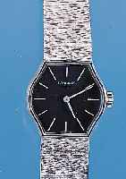 LONGINES DAMENGOLDBANDUHR, REF.-NR. 5/10- 4523, SCHWEIZ UM 1972, WG 750/000-GEH. INCL. WG-BAND RHOD., KONTRASTZIFFERBL., BODEN ...