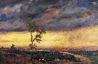 Becker-Kassel, W., Deutscher Landschaftsmaler,Anfang 20. Jh., Gewitterwolken über weiter abendlicher Ebene, Öl/Lwd. (leicht verkürzt), sign., 55 ...