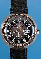 GLASHÜTTE Herrenarmbanduhr Modell Spezimatic, Ref.-Nr. 47971, Deutschland um 1970, Mas- siv-Metall Geh. hartverg., Boden gedr., bei Fertigst. ...