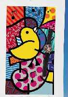 BRITTO, ROMERO, FARBSERIGRAPHIE, HANDSIGN., NUM. 81/110, CA. 40,5 X 22,5 CM, DAZU ART- WATCH ARMBANDUHR DESIGNED BY BRITTO, UNGETRA- GEN, NUM. ...
