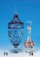 Karaffe, deutsch, datiert 1936, Studentika, farbloses Glas mit bunter Wappenemailmalerei, Cheruscia sei's Panier, rückseitig Widmung, ...