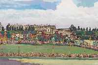 Müller, Roderich, Künstler des 19./20. Jh., Schloss Versailles in Paris von der Garten- seite, Gouache, sign., dat. 1914, Ortsbez. Paris, 32 ...