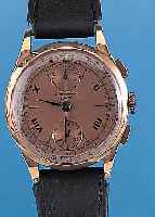 VENUS Armbanduhrchronograph Modell ChronographSuisse, Ref.-Nr. 181, Schweiz um 1944, RG 750/000, Boden u. Glasr. gedr., Metallcuvette zur ...
