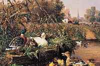 Sohler, Peter, *1948 Altenstadt, Schüler seines Vaters Ludwig Sohler, erfolgreicher Traditionalist, Hier: Enten am Wasser, Öl/Holz, ...