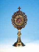 Monstranz, wohl Österreich, um 1900, Metall, z.T. vergoldet, mit Reliquie, innen berieben, H. 26 cm