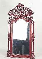 Großer Spiegel, deutsch, um 1860/70, Mahagoni massiv, schöne geschnitzte Krone, 169 x 86 cm, leichte Altersschäden